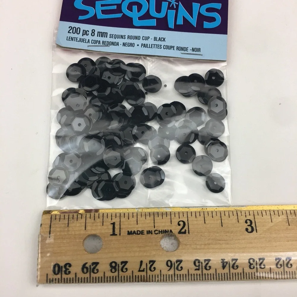 Darice‎ Black Sequins Round Cup 200 pc each 8mm 6 Packs Art Crafting Supply